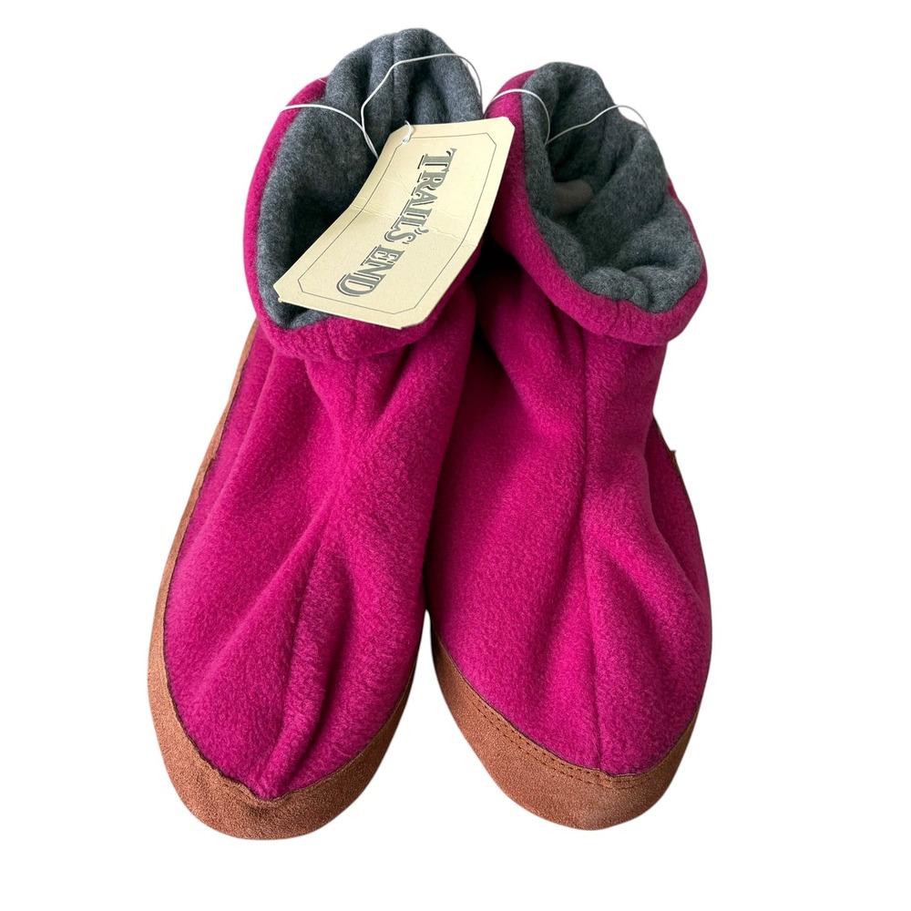 Trails End Pink Fleece Bedroom Slipper Boots Womens Sz 7-8 M Magenta Apres Ski